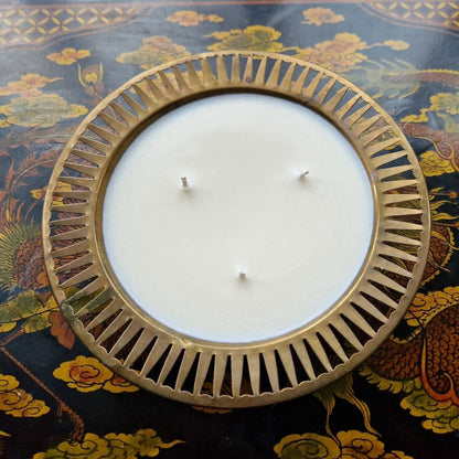Indian brass bowl candle
