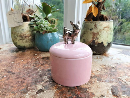 Pink Deer trinket box candle