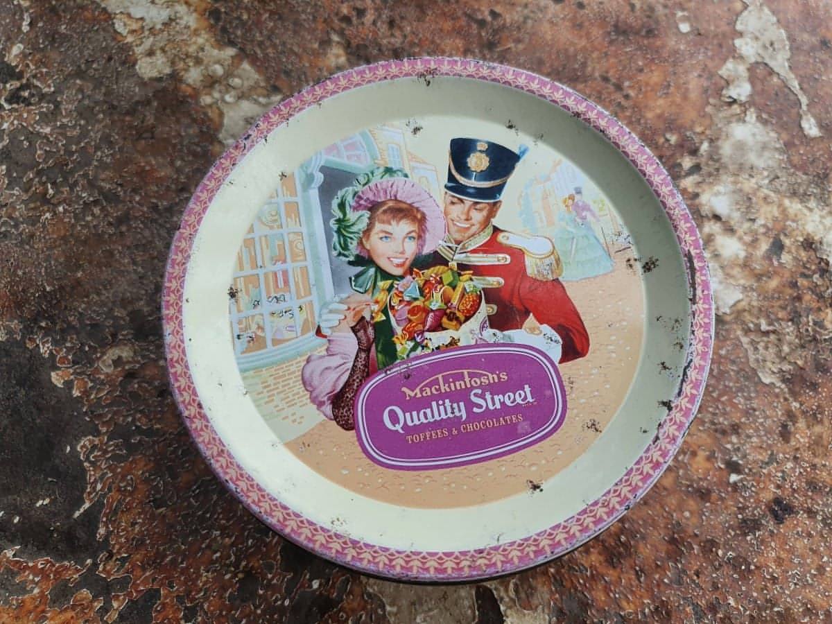 Vintage Quality Street tin candle