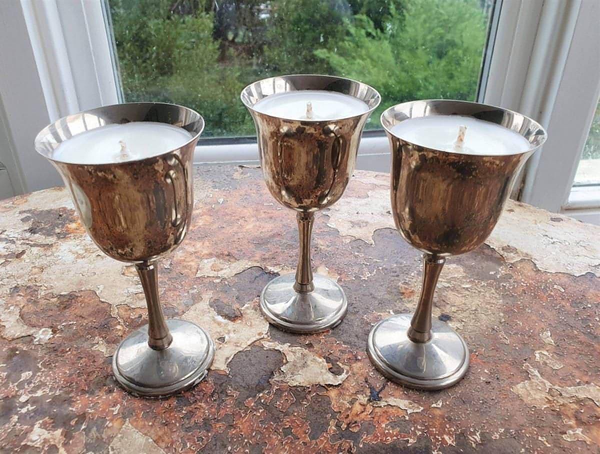 Silver goblet candles - various scents
